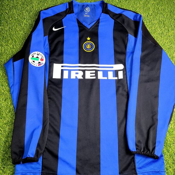 Adriano Inter Milan 2004 2005 Long Sleeve Soccer Jersey Shirt M - Picture 2 of 9